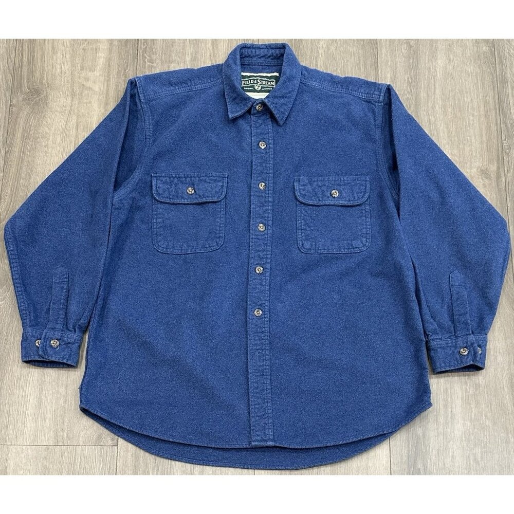 Field & Stream Button Down Flannel Shirt L Blue Field & Stream Tag Mens. Heavy